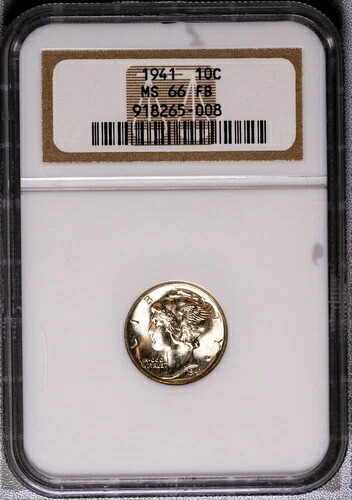 1941年 10セント シルバー マーキュリーダイム MS 66 FB NGC # 918265-008 + ボーナス