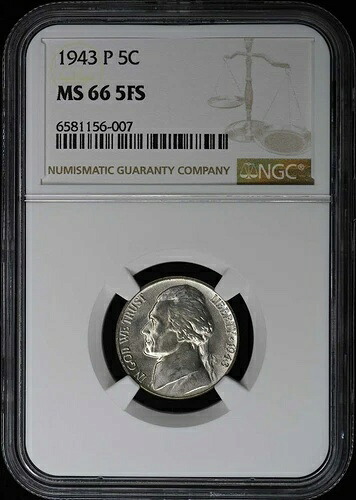 1943年 ジェファーソン ニッケル 5C NGC MS665FS｜WORLD RESOURCE【QUEEN店】