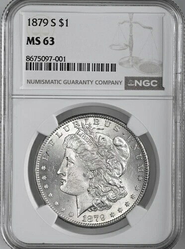 1879年-S $1モーガンシルバードル「サンフランシスコ造幣局」NGC MS63 #875097-001-