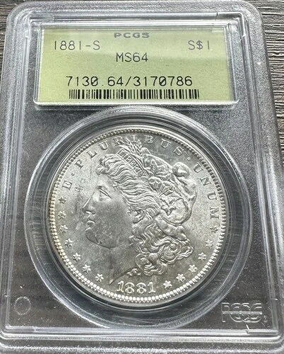 1881年-S アメリカンシルバー モーガンドル コイン PCGS MS64 * 素敵でクリーンなチーク-｜WORLD RESOURCE【QUEEN店】