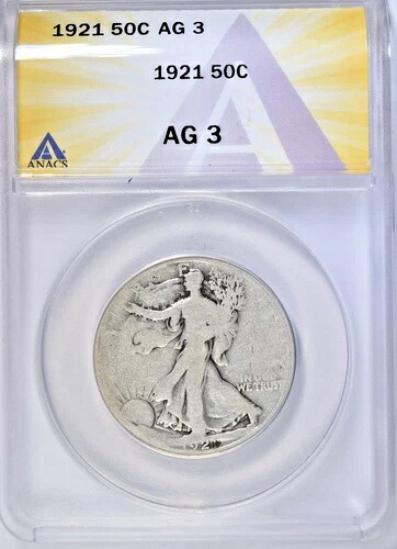 1921年ウォーキングハーフドル~フルリム両面でこれをVGに見せよう! ANACS AG3!-|WORLD RESOURCE【QUEEN店】