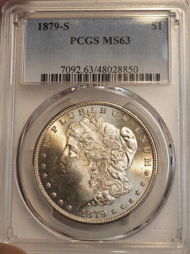 1879年 S モーガン銀貨 **PCGS 63 ナイスブライトホワイト** 送料無料! G1303