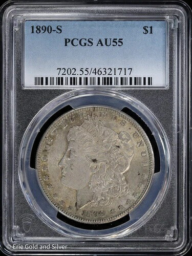 1890-S 1ドル モルガン銀貨 PCGS AU 55|WORLD RESOURCE【QUEEN店】