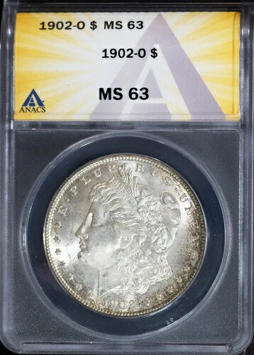 1902年-O シルバー モーガンドル MS 63 ANACS #7577187 +ボーナス-
