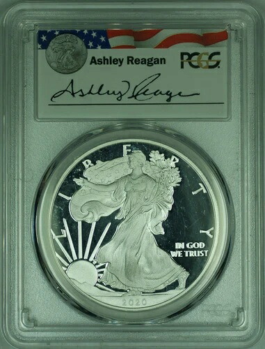 2020-W プルーフ アメリカン シルバー イーグル 1オンス シルバー「アシュリー・レーガン」 PCGS PR-69 DCAM｜WORLD RESOURCE【QUEEN店】