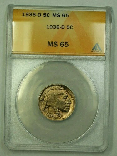 1936年 -Dバッファローニッケル 5c ANACS MS-65 (F) (WW)-｜WORLD RESOURCE【QUEEN店】