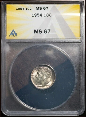 1954年 10セント シルバー ルーズベルト ダイム MS 67 オリジナルミント 新品 ANACS # 7351770 + ボーナス|WORLD RESOURCE【QUEEN店】