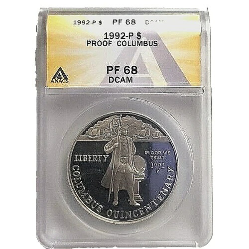 1992-P シルバーダラープルーフ コロンバス PF 68 DCAM|WORLD RESOURCE【QUEEN店】