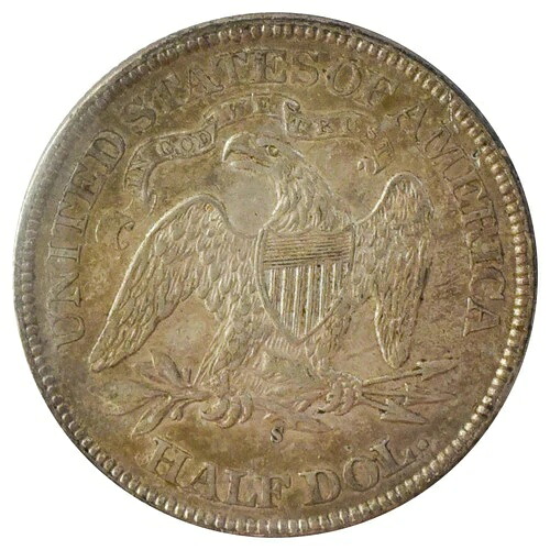 1875-S 自由の女神像半ドル貨幣の詳細 (VF)