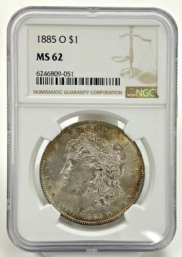 1885年 O モルガン銀貨 $1 MS62 NGC トーニング