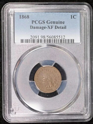 1868年 P スモールセント インディアンヘッド PCGS 正規品 - XF 詳細 (98 - ダメージ) BN