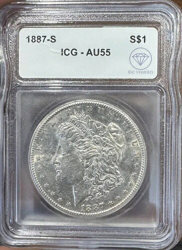 1887-S モルガン・ダラー ICG AU55 IDC 検証済み