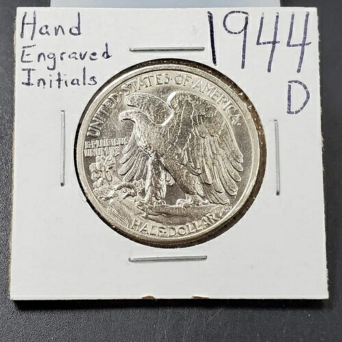 1944 D ウォーキング リバティ シルバー イーグル 90% コイン彫り 手イニシャル FS-901 UNC-|WORLD RESOURCE【QUEEN店】