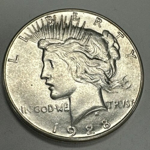 1928-S 1ドル平和銀貨 AU+