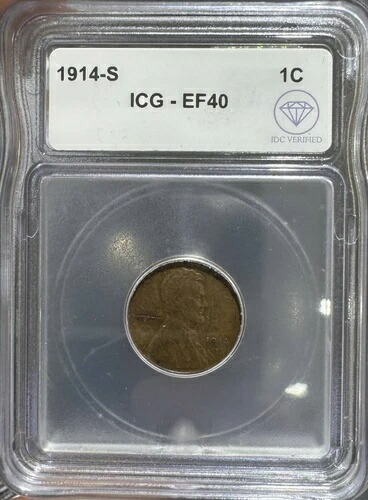 1914年 スモール セントリンカーン ウィートイヤー リバース ICG XF-40 IDC認証済み-