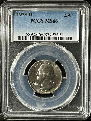 1973年-D 25C ワシントンクォータードル PCGS MS66+ 83797691-|WORLD RESOURCE【QUEEN店】