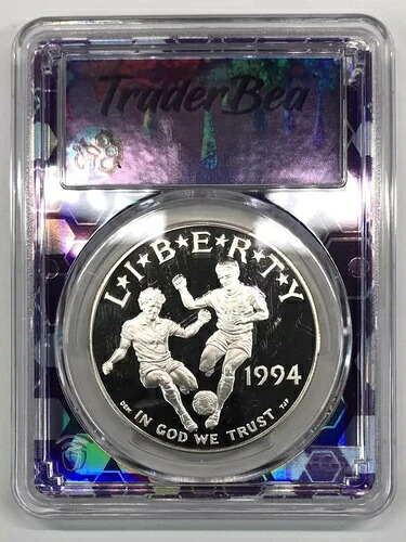1994-S ワールドカップサッカートーナメント プルーフシルバードル PCGS PR-70 DCAM TraderBea