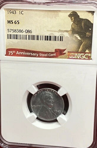 1943年 1セント リンカーン75周年記念 スチールセント NGC MS65ラベル｜WORLD RESOURCE【QUEEN店】