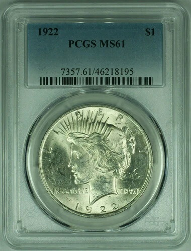 1922年 ピースシルバードルS $1 PCGS MS-61 ベターコイン (47)-｜WORLD RESOURCE【QUEEN店】 42,185円