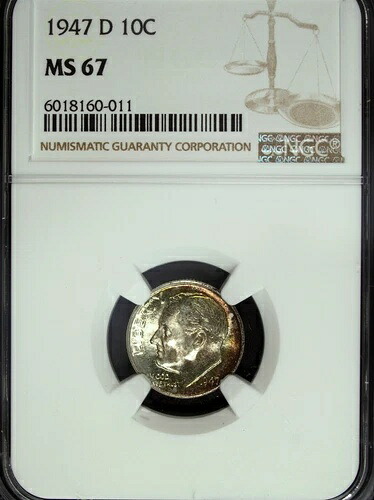 1947 D NGC MS 67 ルーズベルト シルバー ダイム ☆☆ セットに最適 ☆☆ 011