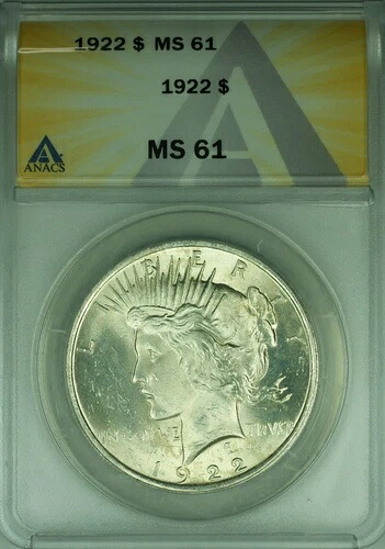 1922年 ピースシルバードルS $1 ANACS MS-61 ベターコイン (45A)-|WORLD RESOURCE【QUEEN店】