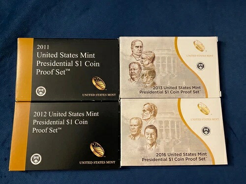 2011-2013、2016年米国造幣局大統領1ドル硬貨プルーフセット 42,185円