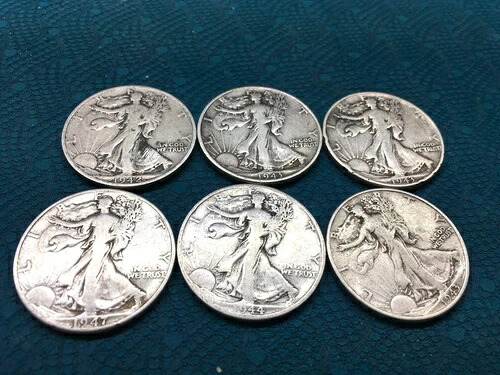 6個セット シルバーウォーキングリバティハーフドル (1942-1947)-|WORLD RESOURCE【QUEEN店】