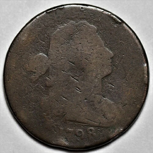 1798年 ドレープバスト ラージセント - 回転ダイ - 米国1セント銅貨