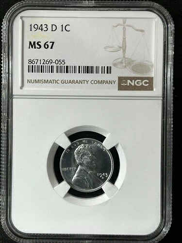 1943-D 1C リンカーン・ウィート 1セント NGC MS67 8671269-055
