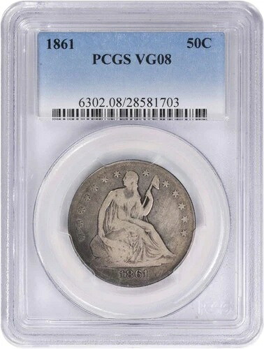 1861年 自由の女神像 シルバーハーフドル VG08 PCGS