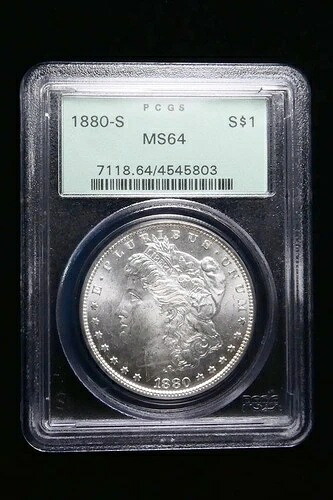 1880-S モルガン銀貨。PCGS認定 MS 64。オールドグリーンラベル。#5794|WORLD RESOURCE【QUEEN店】
