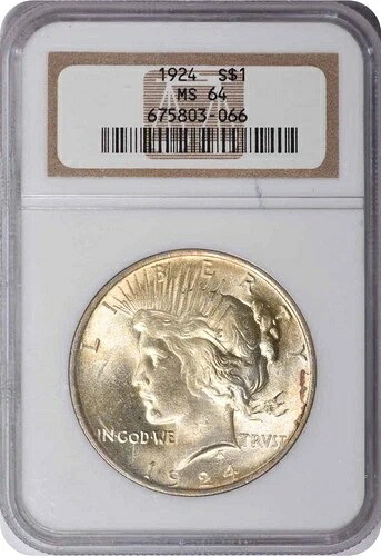 1924年ピースシルバードル MS64 NGC