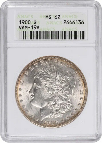 1900 VAM 19A モルガン銀貨 MS62 ANACS