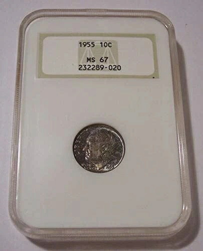 1955年製 ルーズベルト ダイム MS67 NGC OH 良好な色調