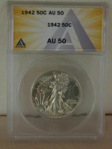 1942年 50セント ウォーキング・リバティ シルバー ハーフドル ANACS AU55 B-218｜WORLD RESOURCE【QUEEN店】