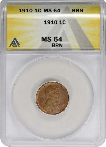 1910年 リンカーンセント MS64BN ANACS-