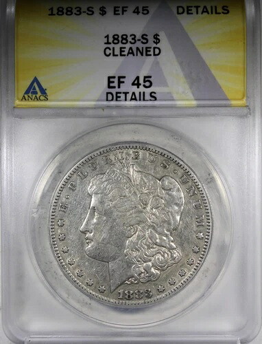 1883-S モルガン・ダラー ANACS XF45 詳細クリーニング済みコイン 主要日付 $1