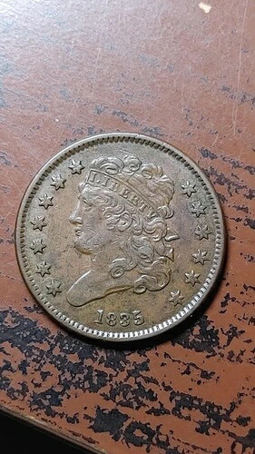 1835年 クラシックヘッド ハーフセント 1/2 C XF/AU ディテール リバース スクラッチ S927-|WORLD RESOURCE【QUEEN店】