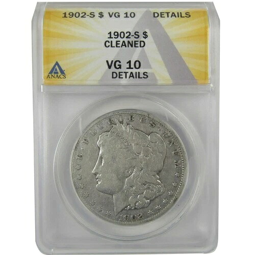 1902年 S モルガン・ダラー VG 10 詳細 ANACS シルバー 1ドルコイン SKU:I21667