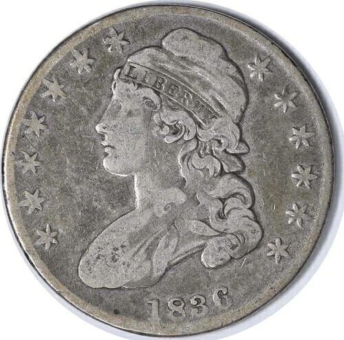 1836年 胸像 銀貨 ハーフドル 文字入りエッジ F 未認定 #208 42,185円