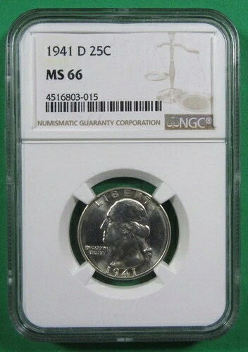 1941-D 25c NGC MS66。非常に光沢がある。(825205)|WORLD RESOURCE【QUEEN店】
