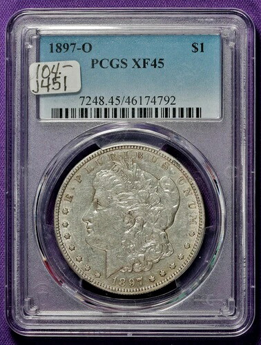 1897年-O モーガンシルバードル PCGSホルダー。 XF 45.J451-|WORLD RESOURCE【QUEEN店】