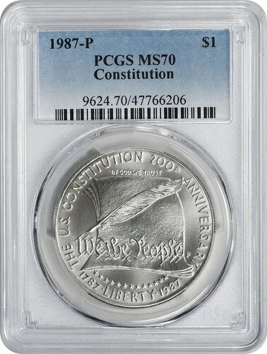 1987-P コンスティチューション記念銀貨 MS70 PCGS
