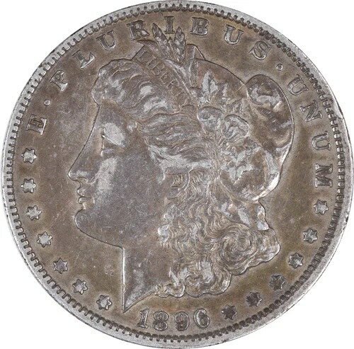 1896-O モルガン銀貨 EF 未認定 #939