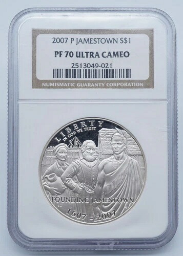 2007年 P ジェームズタウン記念銀貨 NGC PF 70 ウルトラカメオ - U128