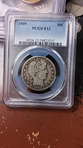 1909年 バーバー シルバー ハーフドル 50セント PCGS F12 美品 オリジナル 5153｜WORLD RESOURCE【QUEEN店】 42,185円