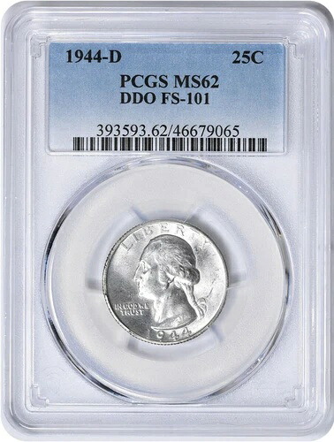 1944年-D ワシントンシルバークォーター DDO FS-101 MS62 PCGS-｜WORLD RESOURCE【QUEEN店】 42,185円