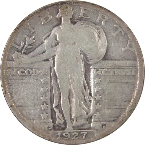 1927年 S 自由の女神立像クォーター VG 非常に良いシルバー 25C SKU:I17368-