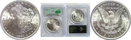 1881-S 1ドル モルガン・ダラー PCGS MS-65 CAC