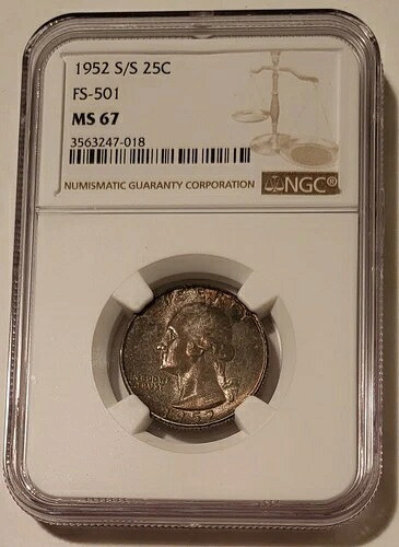 1952年 S/S ワシントン クォーター RPM バラエティ FS-501 MS67 NGC トーン